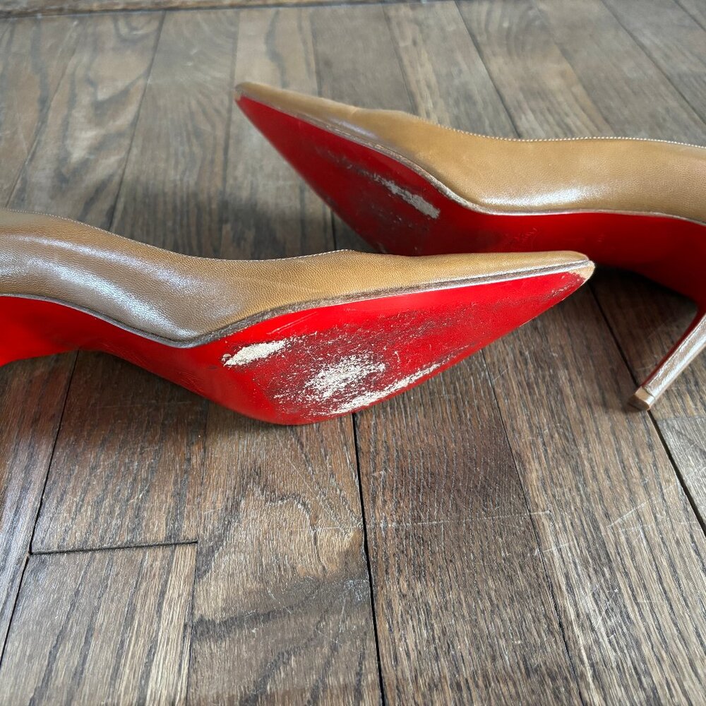 Christian Louboutin Pointed-Toe Leather Pumps, 37 - Picture 8 of 11